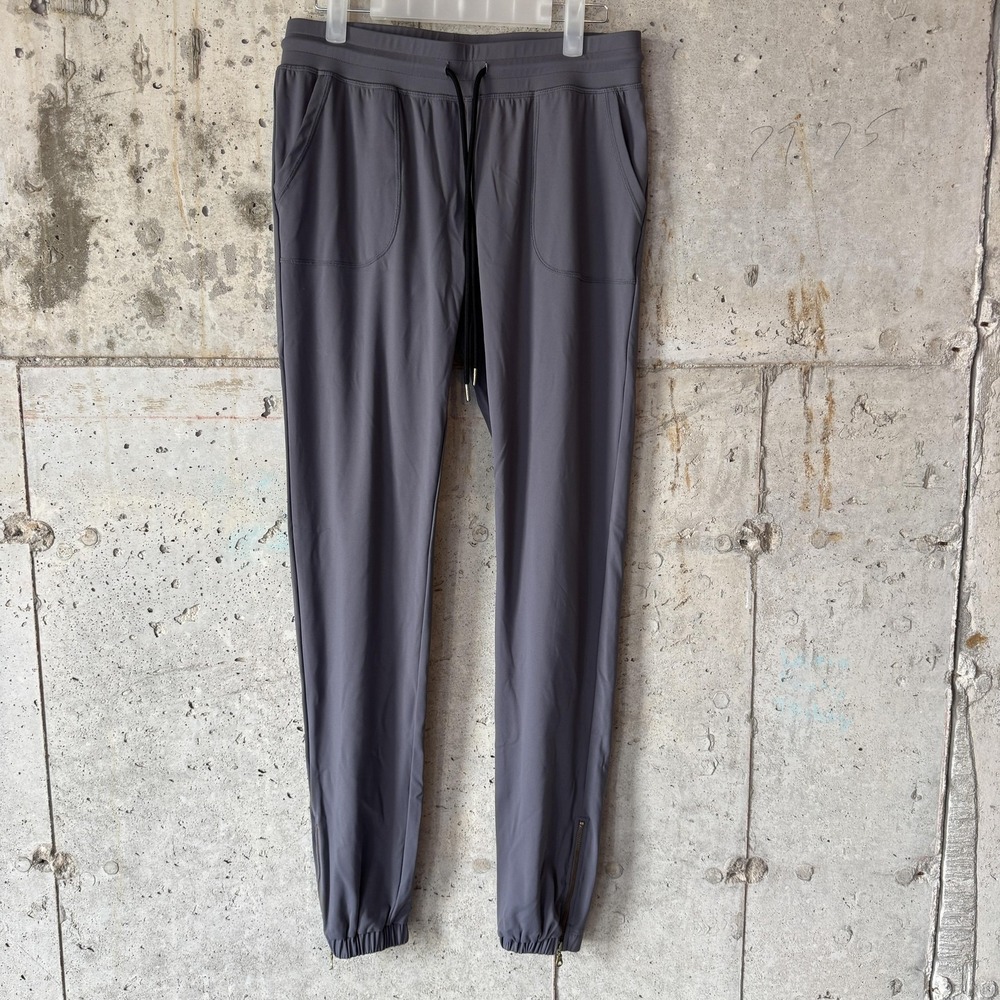 Zyia Active Joggers Womens Small Gray Nylon Spandex Zip Ankle Pockets Stretch